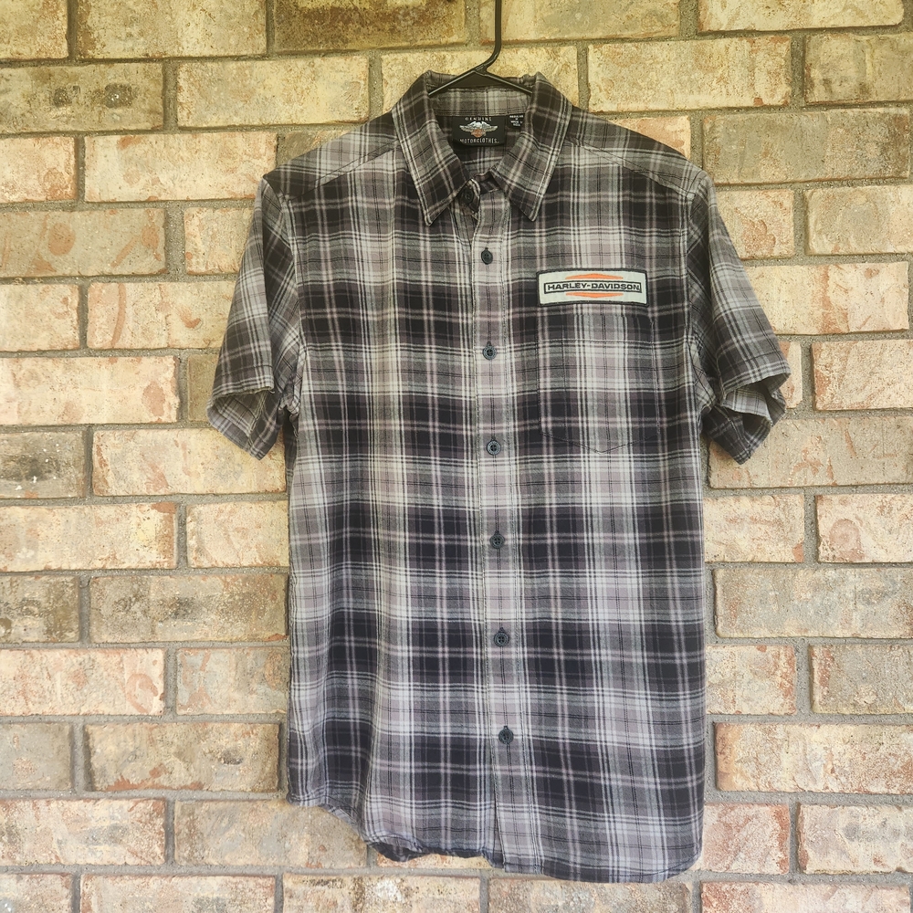 Harley-Davidson Black and Gray Plaid Shirt